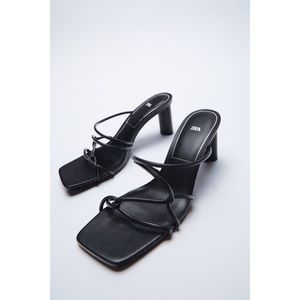 ZARA Rolled Strap Heeled Sandals